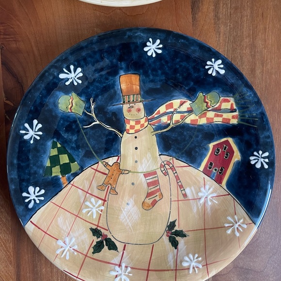Vintage Susan Winget for Certified International 8.5" "Folk Snowman" Plates - Picture 7 of 7